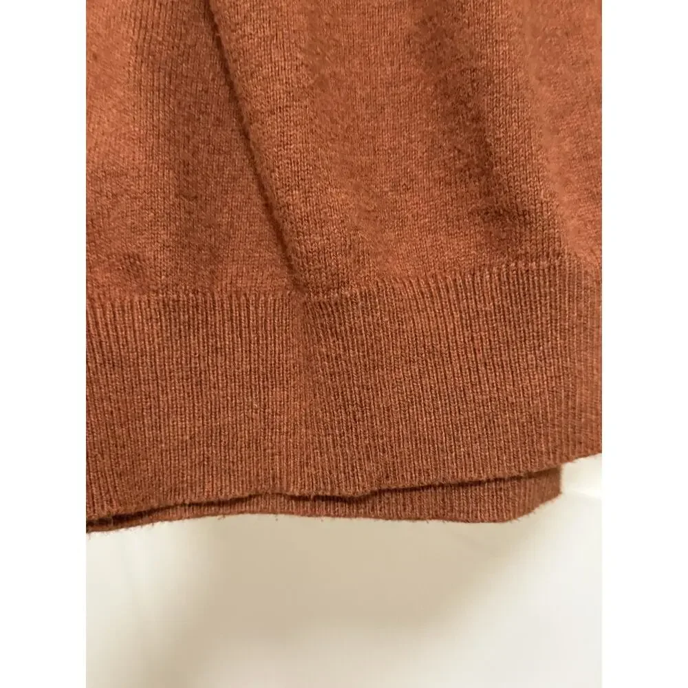 Eddie Bauer Mens Large Burnt Orange Cotton Cashmere Blend Polo Sweater Preppy